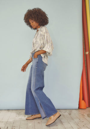 I SAY Bologna Split Jeans Pants 606 Mid Denim