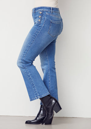 I SAY Como Button Jeans Pants I55 Como Blue Wash