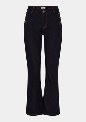 I SAY Como Button Jeans Pants K97 Unwashed Denim