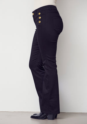 I SAY Lido Button Long Jeans Pants 900 Black