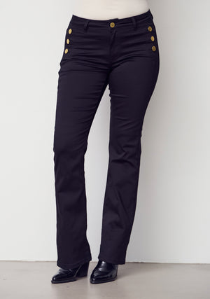 I SAY Lido Button Long Jeans Pants 900 Black