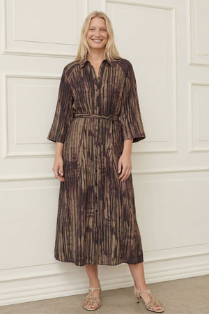 I SAY Ane Button Dress Dresses N42 Aubergine Flow