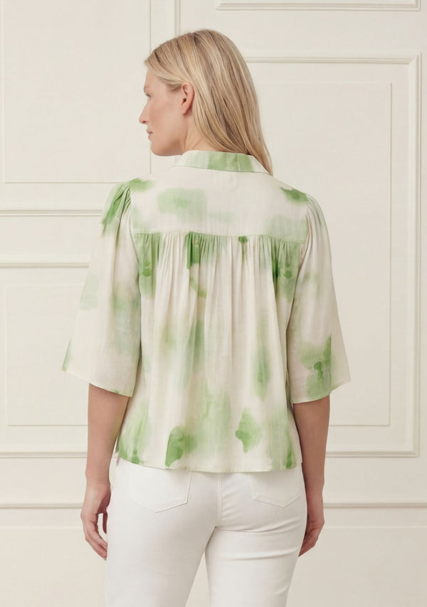 I SAY Ane Placket Blouse Blouses N27 Green Watercolor
