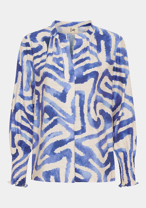 I SAY Ane Printed Blouse Blouses N21 Blue Graphical
