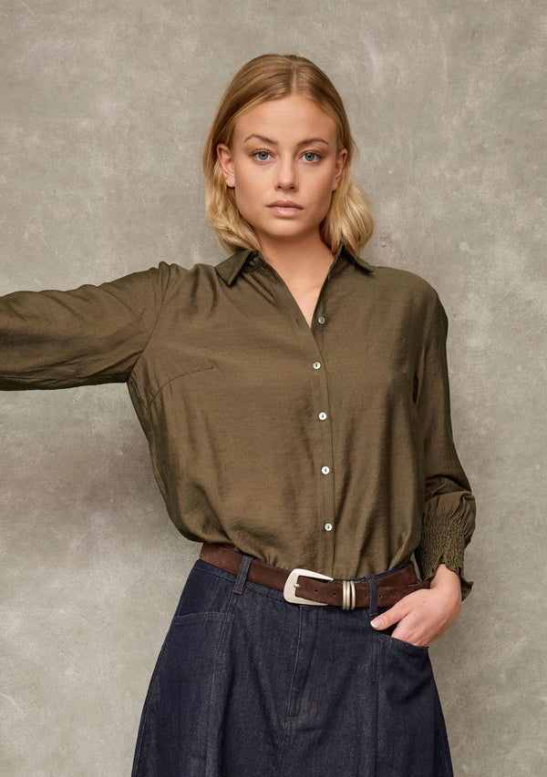 I SAY Ane Smock Shirt Shirts 820 Dark Khaki