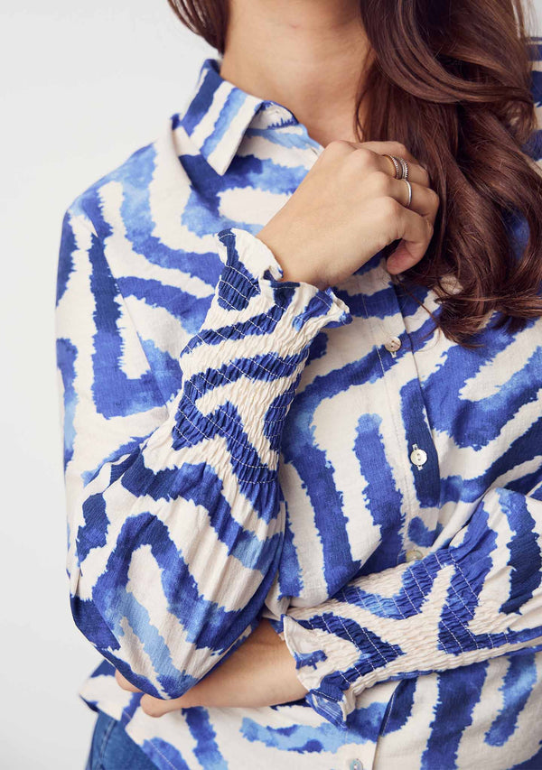 I SAY Ane Smock Shirt Shirts N21 Blue Graphical