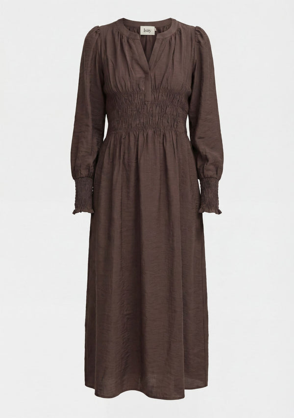 I SAY Ane V-Neck Dress Dresses 356 Dark brown