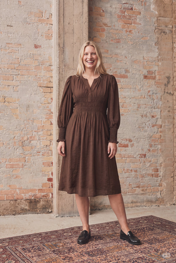 I SAY Ane V-Neck Dress Dresses 820 Dark Khaki