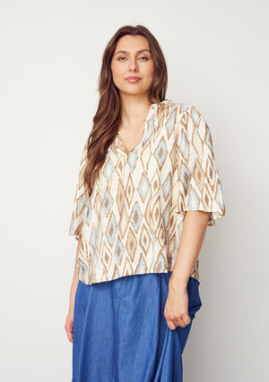 I SAY Ane s/s Blouse Blouses M66 Light Mint Square