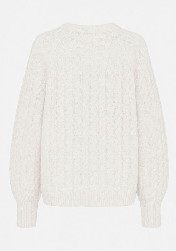 I SAY Anna Cable Cardigan Knitwear 101 Broken White