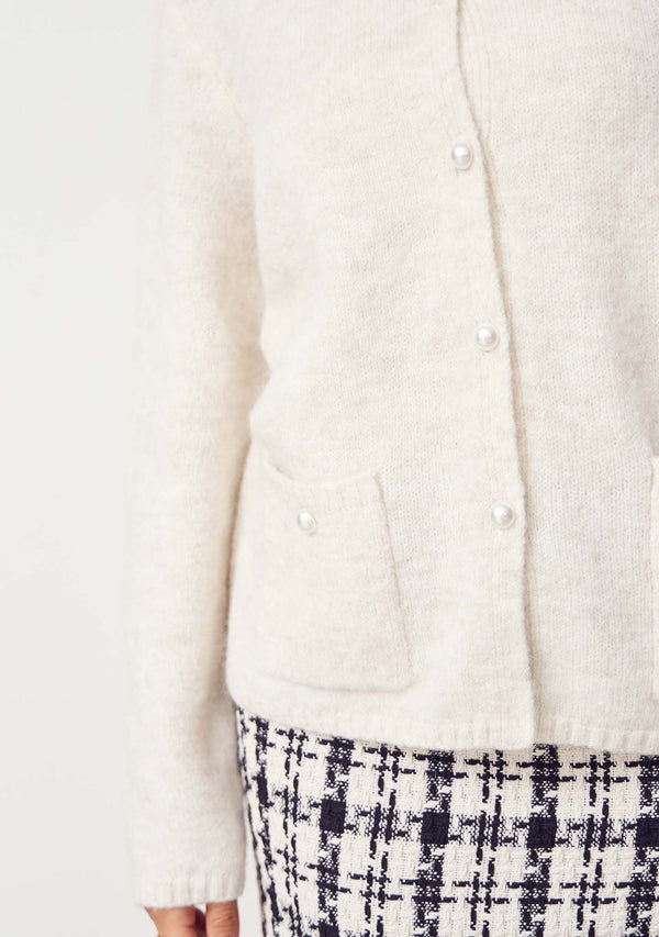 I SAY Anna Classic Cardigan Knitwear 101 Broken White
