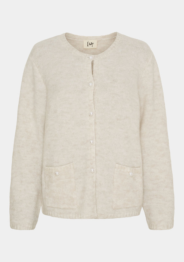 I SAY Anna Classic Cardigan Knitwear 101 Broken White