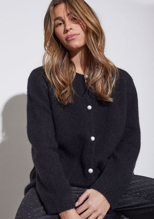 I SAY Anna Classic Cardigan Knitwear 900 Black