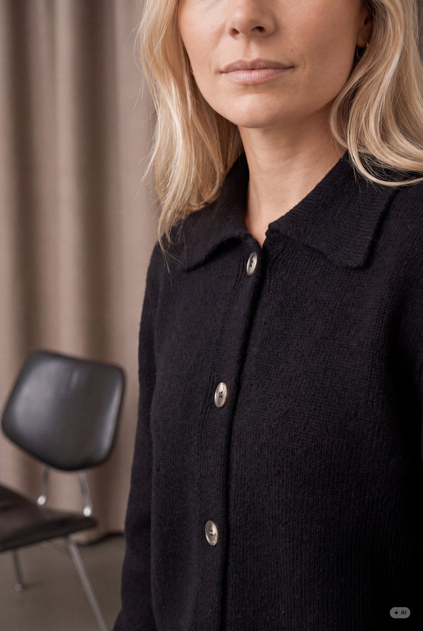 I SAY Anna Colar Cardigan Knitwear 900 Black