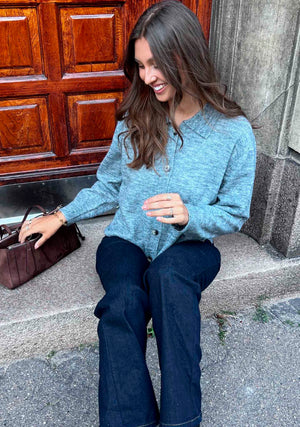 I SAY Anna Colar Cardigan Knitwear 947 Grey Melange