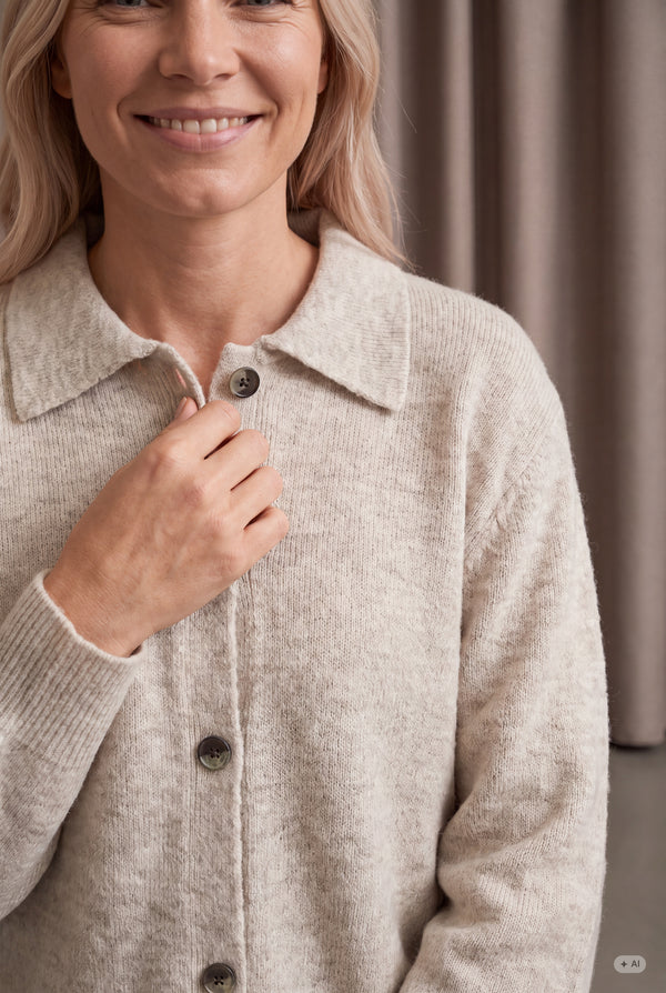 I SAY Anna Colar Cardigan Knitwear 956 Smokey