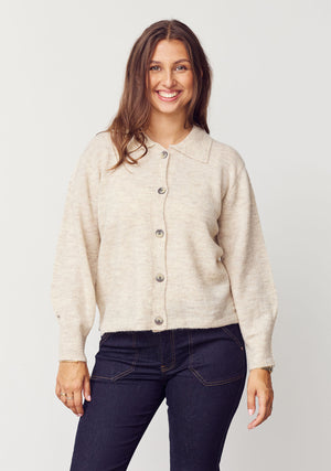 I SAY Anna Colar Cardigan Knitwear 956 Smokey