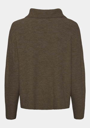 I SAY Anna Colar Knit Knitwear 890 Khaki Melange