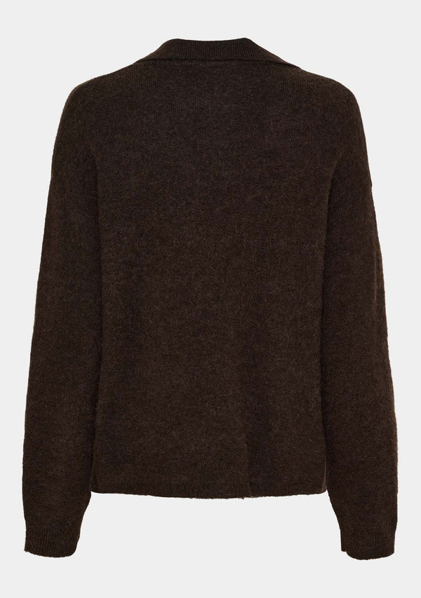 I SAY Anna Colar Pullover Knitwear 357 Dark Brown Melange