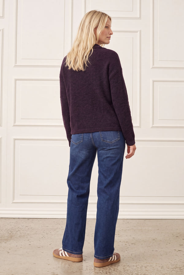 I SAY Anna Colar Pullover Knitwear 419 Aubergine