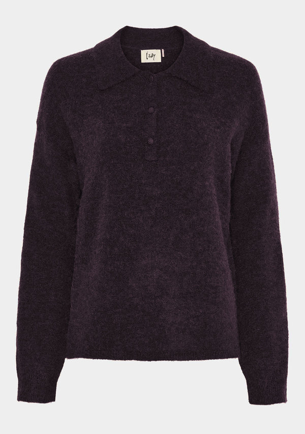 I SAY Anna Colar Pullover Knitwear 419 Aubergine