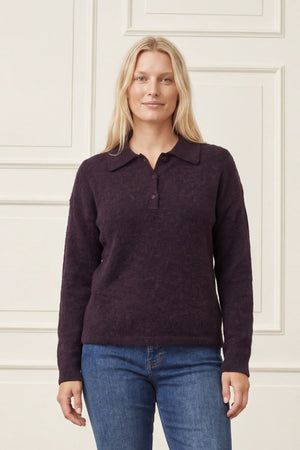 I SAY Anna Colar Pullover Knitwear 419 Aubergine