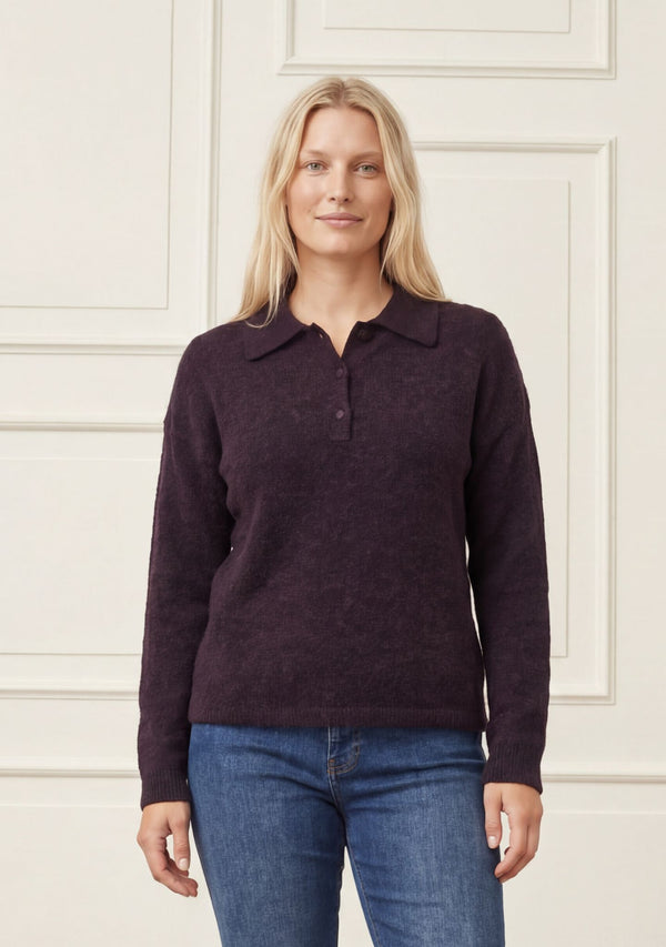 I SAY Anna Colar Pullover Knitwear 419 Aubergine