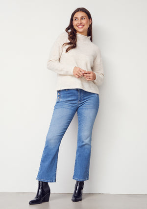 I SAY Anna Highneck Pullover Knitwear 101 Broken White