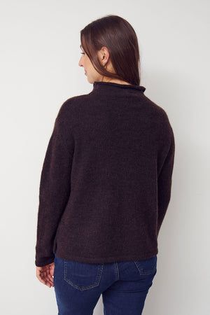I SAY Anna Highneck Pullover Knitwear 357 Dark Brown Melange