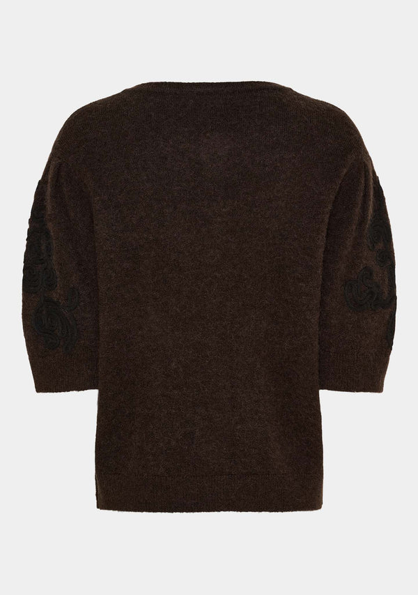 I SAY Anna s/s Cardigan Knitwear 357 Dark Brown Melange