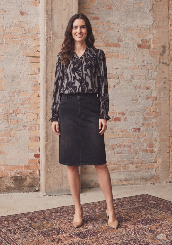I SAY Annica Flounce Blouse Blouses M96 Greyish