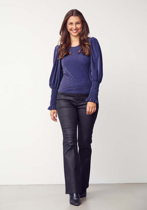 I SAY Barbel Blouse Blouses M98 Blue w/Silver