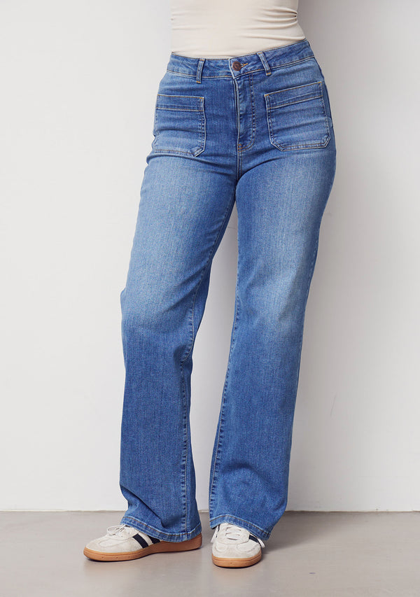 I SAY Bologna Wide Jeans Pants 606 Mid Denim