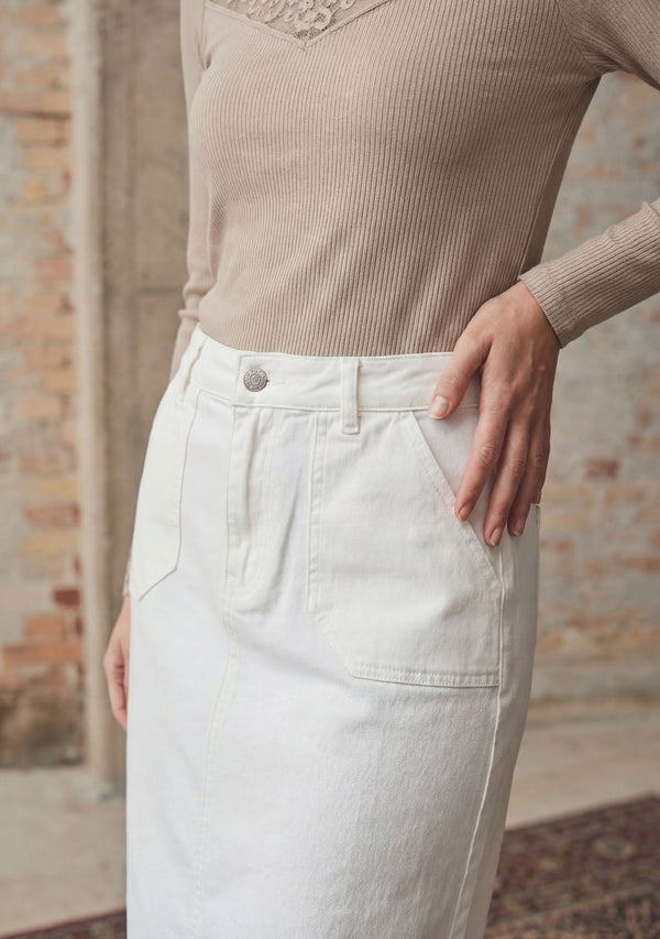 I SAY Carpi Denim Skirt Skirts 101 Broken White