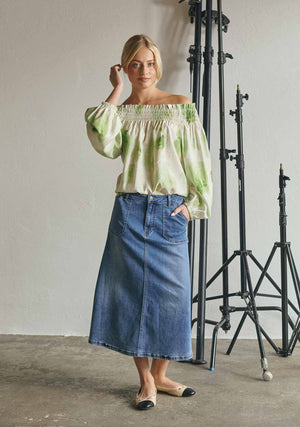 I SAY Carpi Denim Skirt Skirts 633 Basic Denim Wash