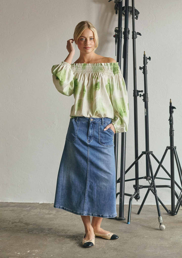I SAY Carpi Denim Skirt Skirts 633 Basic Denim Wash