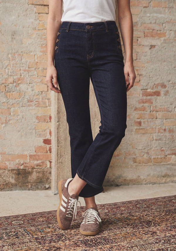 I SAY Como Button Jeans Pants K97 Unwashed Denim