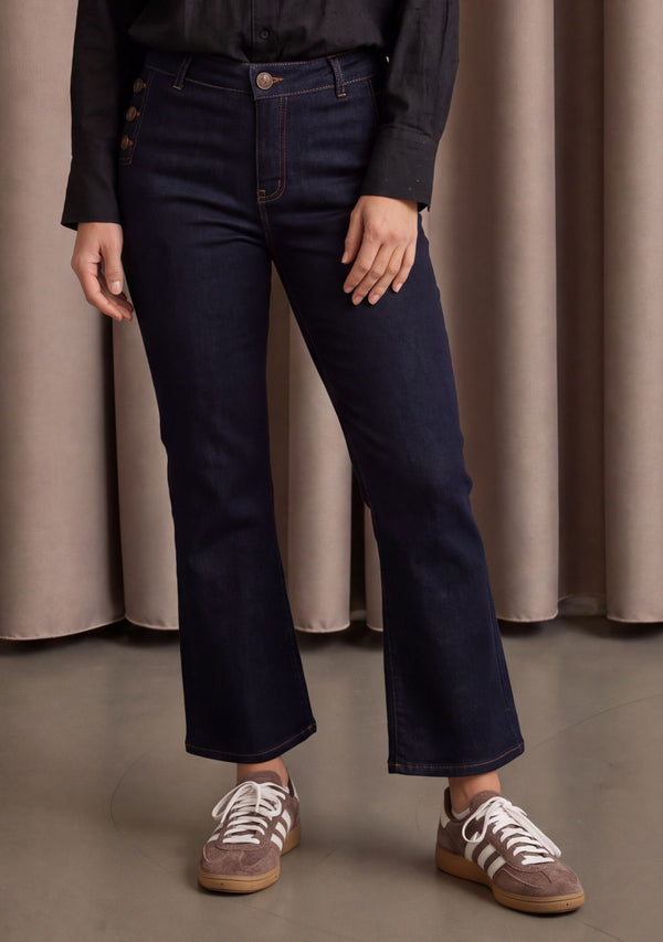 I SAY Como Button Jeans Pants K97 Unwashed Denim