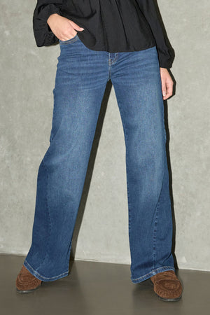 I SAY Como Long Wide Jeans Pants 662 Dark denim