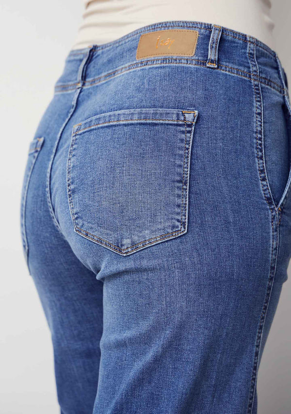 I SAY Como New Wide Jeans Pants 700 Mid Denim Wash