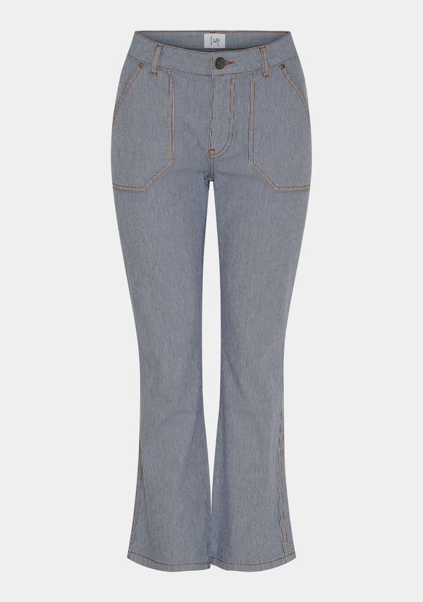 I SAY Como Stripe Flare Pant Pants M57 Blue Pinstripe