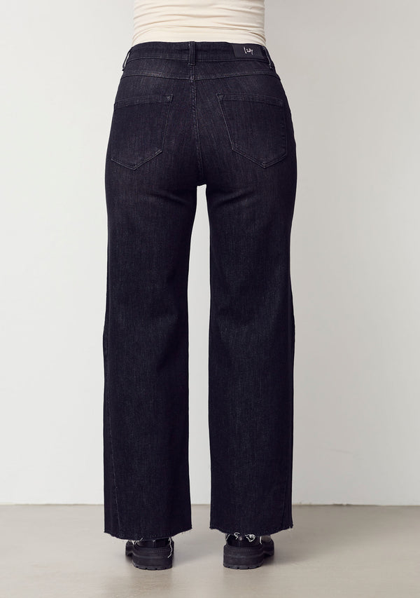 I SAY Como Wide Jeans Pants 927 Washed Black