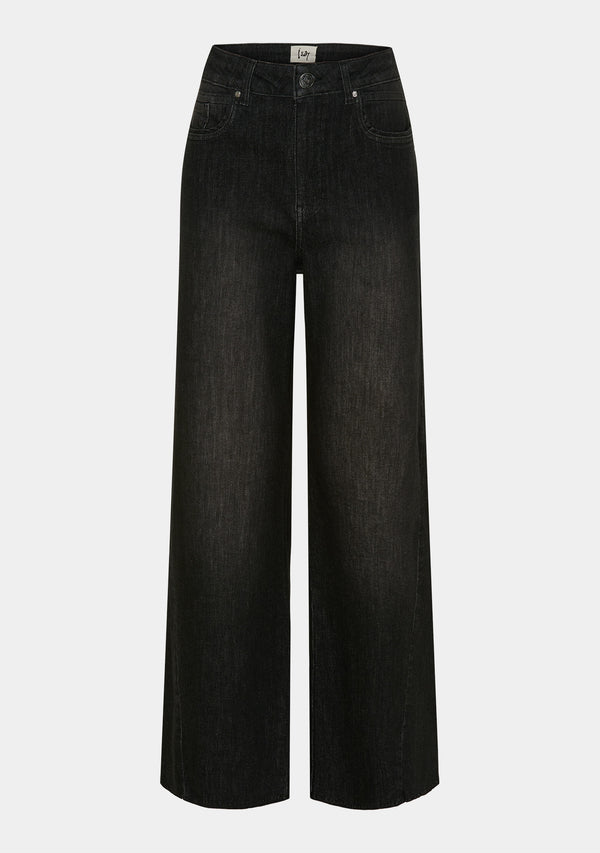 I SAY Como Wide Jeans Pants 927 Washed Black