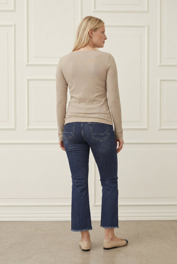 I SAY Dee Lace Blouse Basics 112 Sand