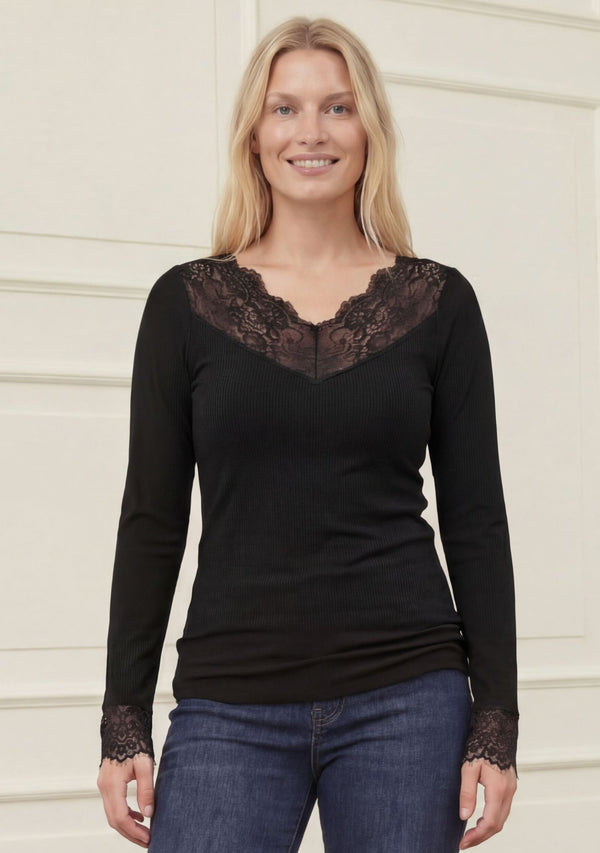 I SAY Dee Lace Blouse Basics 900 Black