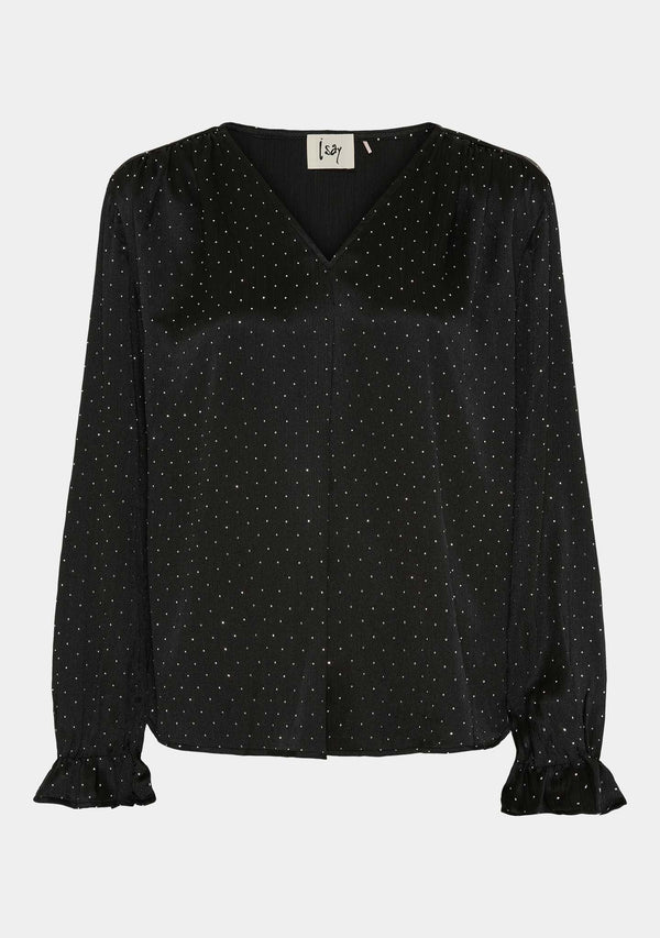 I SAY Delta Shiny Blouse Blouses 900 Black