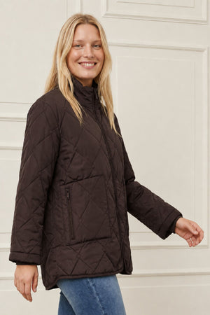 I SAY Diddi Quilted Jacket Outerwear 356 Dark brown