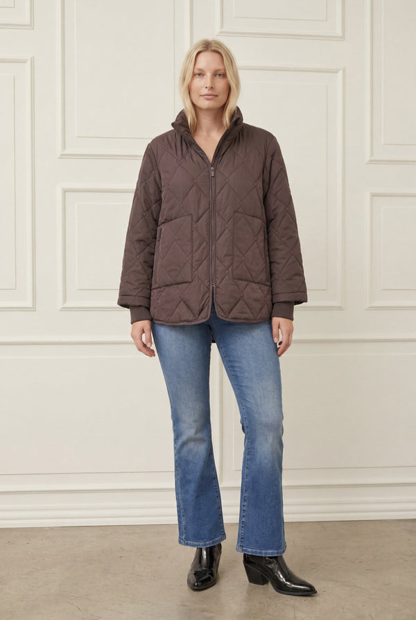 I SAY Diddi Quilted Jacket Outerwear 356 Dark brown