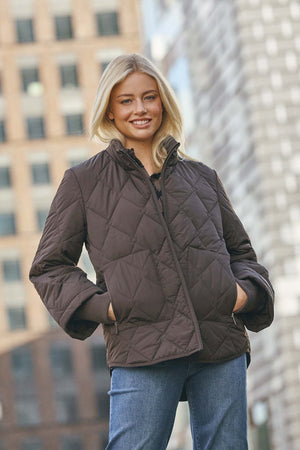 I SAY Diddi Quilted Jacket Outerwear 356 Dark brown