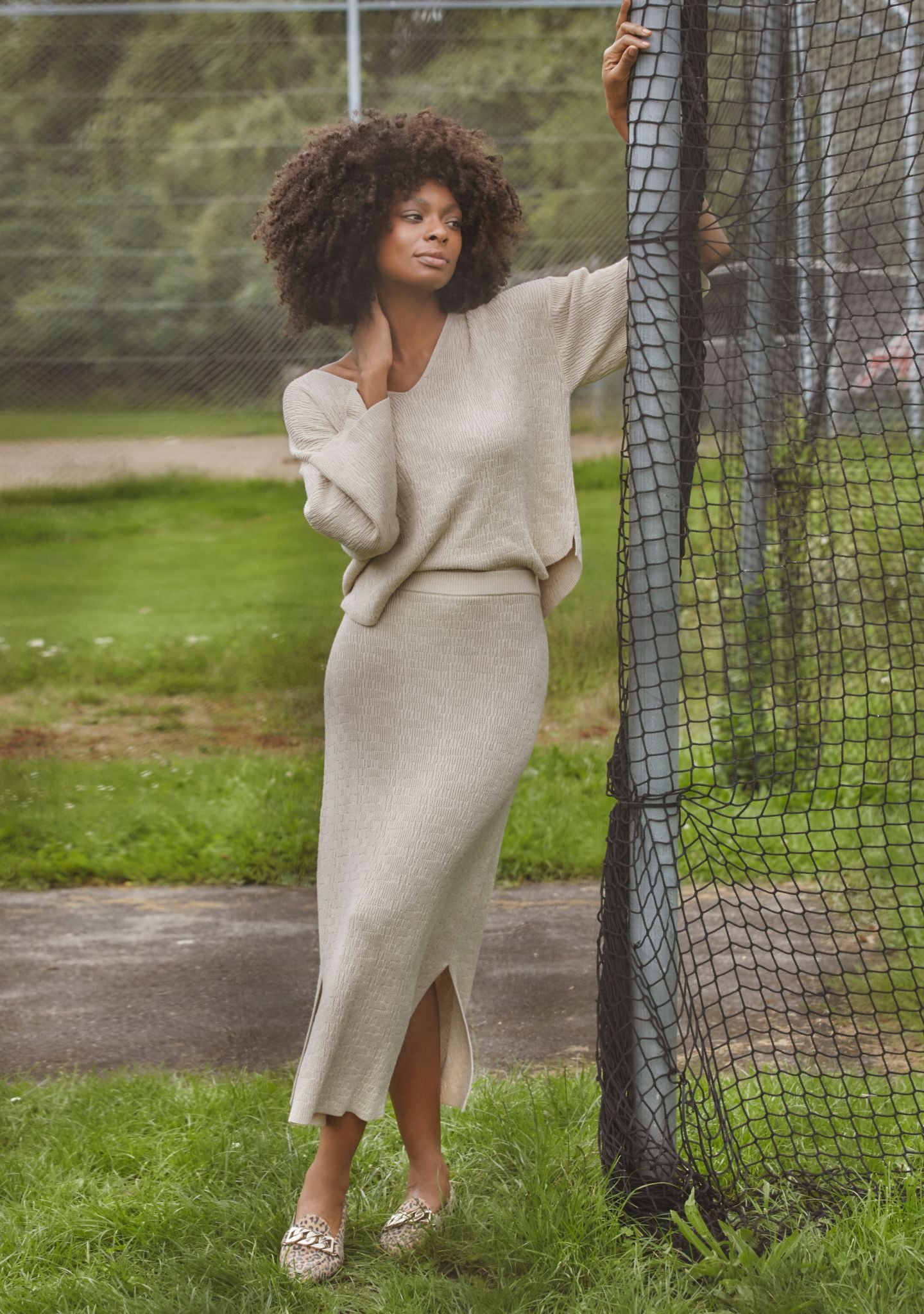 Dora Knit Skirt Sand Melange –